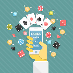 set of casino online elements. flat illustration