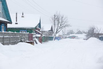 Village street in winter