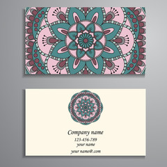 Business Card. Vintage decorative elements. Ornamental floral bu