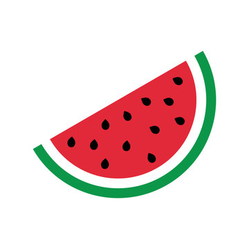Flat icon slice of watermelon. Vector illustration.