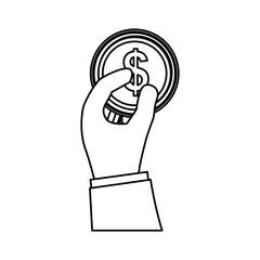 Hand with coin icon vector illustration graphic design