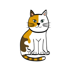 Cute cat cartoon icon vector illustration graphic design