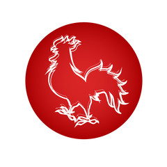 Happy New 2017 Year Rooster Bird Sign Asian Horoscope Flat Vector Illustration