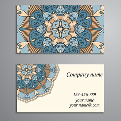 Business Card. Vintage decorative elements. Ornamental floral bu