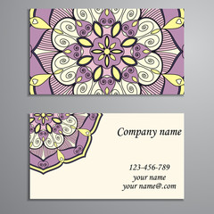 Business Card. Vintage decorative elements. Ornamental floral bu