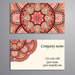 Business Card. Vintage decorative elements. Ornamental floral bu