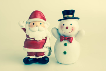 Christmas collection with vintage filter, isolated