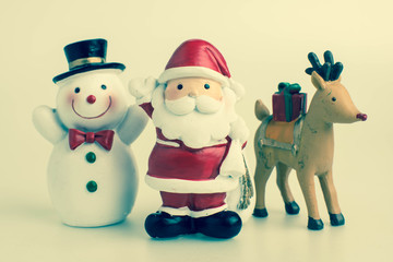 Christmas collection with vintage filter, isolated