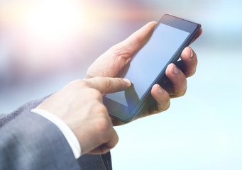 Man hand holding phone