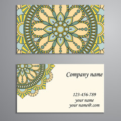 Business Card. Vintage decorative elements. Ornamental floral bu