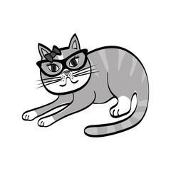 Cute cat cartoon icon vector illustration graphic design