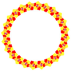 Flower frame happy mother's day card, with a yellow-red flowers, round shape on white background