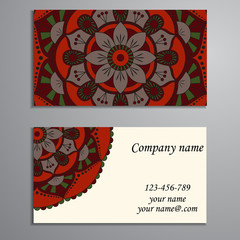 Business Card. Vintage decorative elements. Ornamental floral bu