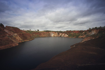 pond with contaminated waters of an old mine