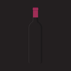 Flat icon bottle of wine. Vector illustration.