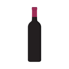 Flat icon bottle of wine with shadow. Vector illustration.