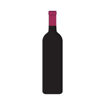 Flat icon bottle of wine with shadow. Vector illustration.