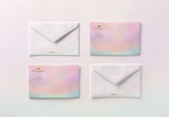 Four Luxury Gold-Embossed Envelopes Mockup 1