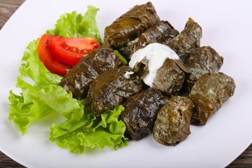 Dolma - stuffed meat in grape leaves