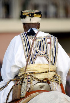 Nigerian chief at tribal gathering durbar cultural event at Maiduguri in Nigeria, West Africa