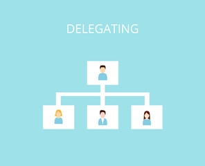 Assignment tasks concept flat vector illustration. Delegating and Organization Structure icon.