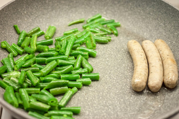 green beans and sausages