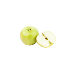 Heap of raw green apples, isolated