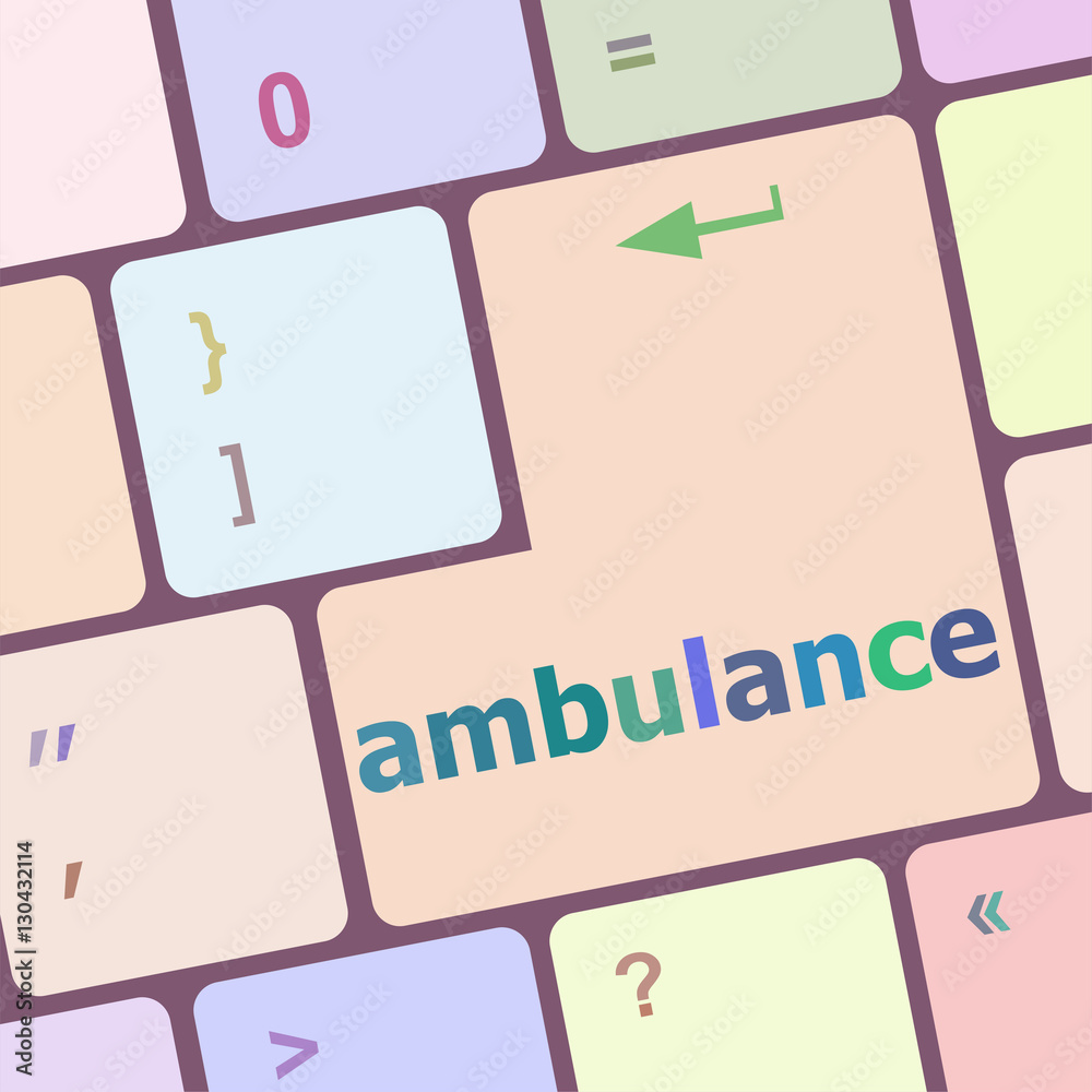 Poster ambulance button on modern computer keyboard key