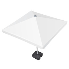 Promotional Square Advertising Outdoor Garden White Umbrella Parasol. Mock Up, Template. Illustration Isolated On White Background. Ready For Your Design. Product Advertising. Vector EPS10 © Denis Semenchenko