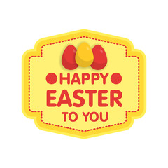 Easter eggs label vector illustration. Flat style