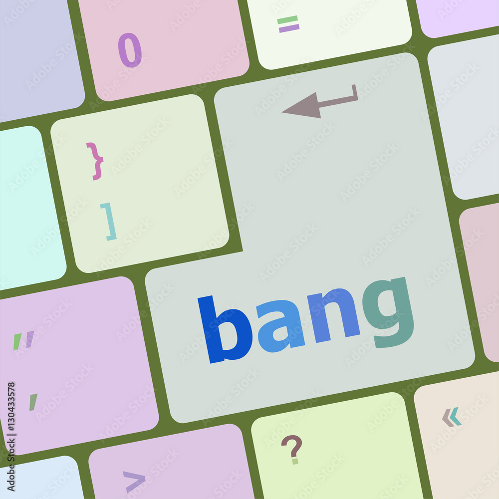 Poster bank word on keyboard key, notebook computer button