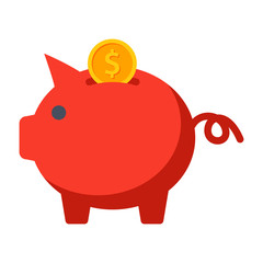 Piggy Bank vector illustration in flat style, savings, investment