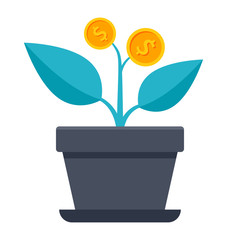 Successful investment concept with home plant in flower pot