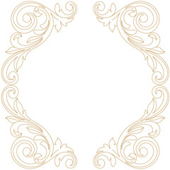 Golden vintage border frame engraving with retro ornament pattern in antique baroque style decorative design. Vector.
