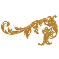 Golden vintage baroque ornament, corner. Retro pattern antique style acanthus. Decorative design element filigree calligraphy vector. - stock vector