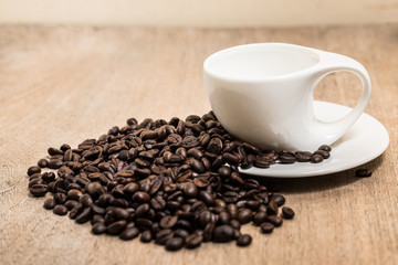 cup of coffee on brown wooden table...
