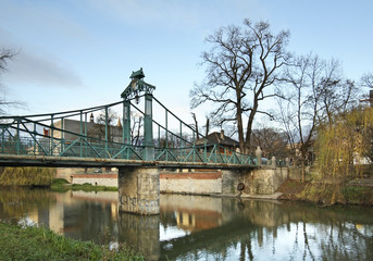 Green Bridge over Mlynowka channel in Opole. Poland