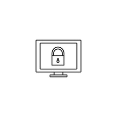 lock monitor outline icon illustration