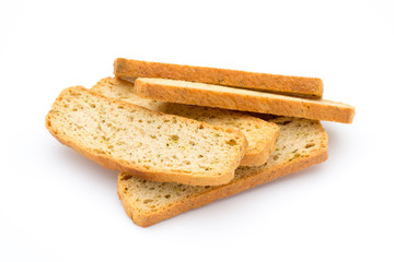 Garlic and herb bread slices. Eco food.