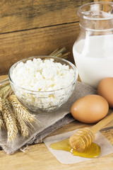 Organic products: eggs, milk, cottage cheese, honey, butter, whe