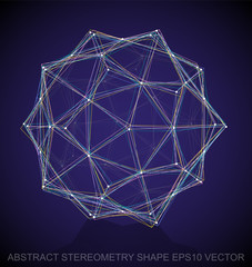 Abstract stereometry shape: Multicolor sketched Dodecahedron. Hand drawn 3D polygonal Dodecahedron. EPS 10, vector.