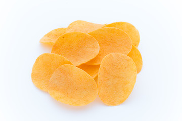 Potato chips on the papric. Eco food.