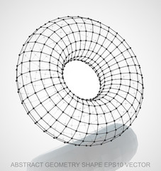 Abstract geometry shape: Black sketched Torus. Hand drawn 3D polygonal Torus. EPS 10, vector.
