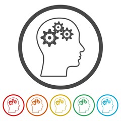 Gear in head icons set 