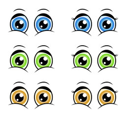 Cartoon eyes, expression vector silhouette symbol icon design.