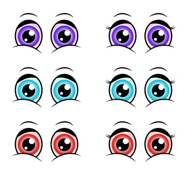 Cartoon eyes, expression vector silhouette symbol icon design.