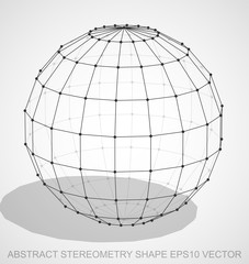 Abstract geometry shape: Black sketched Sphere. Hand drawn 3D polygonal Sphere. EPS 10, vector.