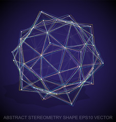Abstract stereometry shape: Multicolor sketched Dodecahedron. Hand drawn 3D polygonal Dodecahedron. EPS 10, vector.