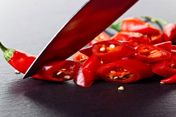 Knife and red chilli pepper