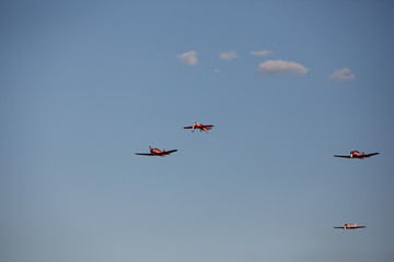 group small aircraft in the sky